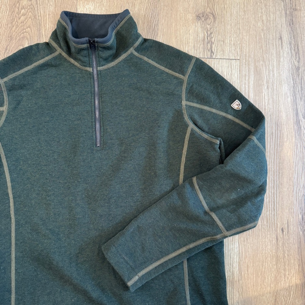 Kuhl Revel 1/4 Zip Sweater Mens Small Green Performance Pullover EUC